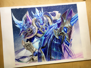 个人纯手绘关羽冰封战神皮肤彩铅画一幅出