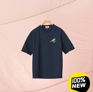 hermes爱马仕2022新款男士t恤半袖彩色马头 深蓝色接