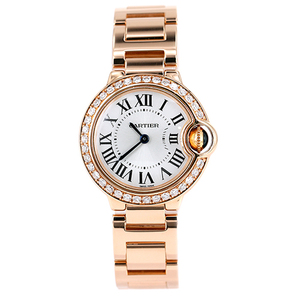 4万[9.5新]卡地亚手表女蓝气球后镶钻18k玫瑰金w69002z2