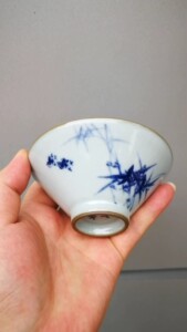 景德镇如山窑 精工汝釉青花斗笠