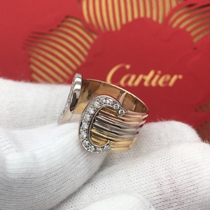 cartier卡地亚钻石戒指三色金双c天使之吻50号