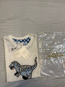 coach男女蓝色恐龙短袖t恤刺绣款m码全新不退不换纯棉质感