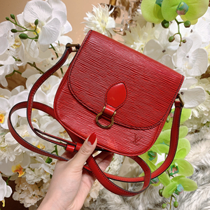 000人付款淘宝98新 lv路易威登紫红色帆布马鞍包 限量版 配件:尘袋