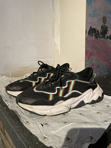 阿迪达斯三叶草ozweego反光条黑绿运动鞋38