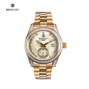 全新正品宾利bentley 德国进口男士手表金色真钻全自动机