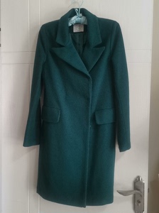 【3件包邮】墨绿呢子长款修身大衣，设计简洁经典，适合苗条的女