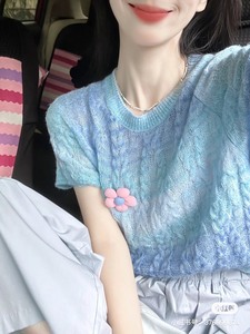 BENATIVE/本那夏季新款马海毛渐变套头休闲韩版时尚针织