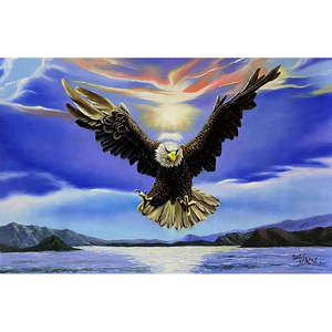 朝鲜油画一级画家 池哲林《鹰 雄鹰》酒店玄关客厅写实油画