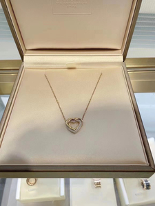 99新cartier卡地亚18k三色金钻石爱心项链特价 3