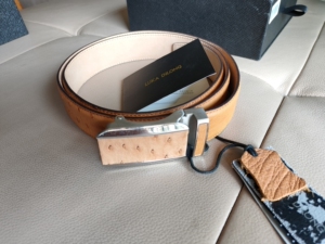 国内一线轻奢品牌路卡迪龙男士真皮鸵鸟皮皮带腰带