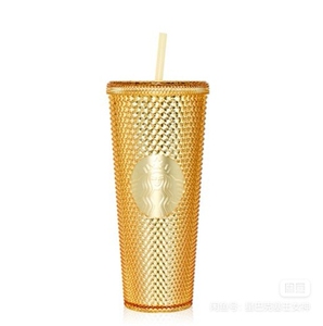 【原盒包邮99】正品全新星巴克金色榴莲吸管杯