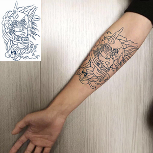 青色大花臂纹身贴防水