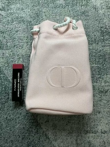 Dior迪奥化妆包手拿包CD粉色帆布抽绳袋专柜赠品 套装拆出