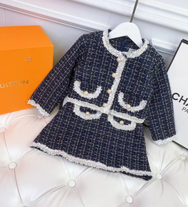 chanel童装 儿童女童 小香分粗尼无袖裙子家外套套装,一