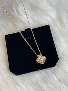 梵克雅宝vac 18k黄金,满钻四叶草项链 ,超级可爱超提肤