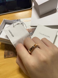 全新闲置小ck双环戒指不掉色小众情侣对戒