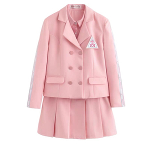 火箭少女创造101同款粉色西装套装