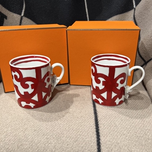 hermes 爱马仕红色西班牙阳台系列陶瓷马克杯水杯咖啡杯情