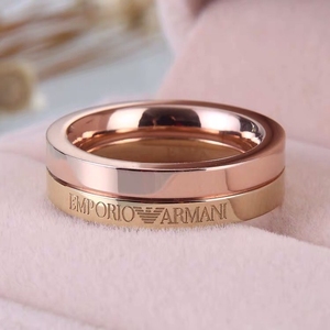 阿玛尼戒指 新款情侣戒指 码号:6-11 颜色:白金 间玫免