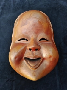 日本福神一木挖多福面具装饰挂件