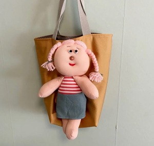 日本手作 丑娃娃手作 粉色麻花辫女孩 大手提