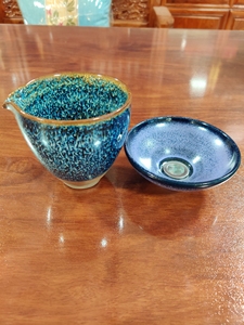 金丝蓝孔雀公道杯 淡紫色茶漏建盏!【玩家闲置退坑回血】