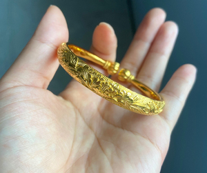 【自珍】凤穿牡丹凤凰牡丹花南瓜头足金手镯