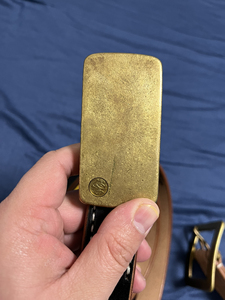 天神tenjin works 枥木牛皮复古铜扣黑色窄款皮带