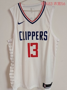 nba球员版球衣 快船13号保罗乔治au球员版篮球服背心白色