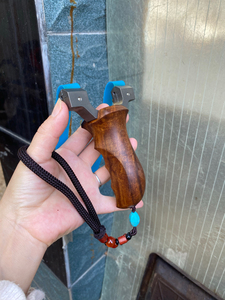 弹弓钛合金扁皮快压实木手柄美国沙漠铁纯手工包邮