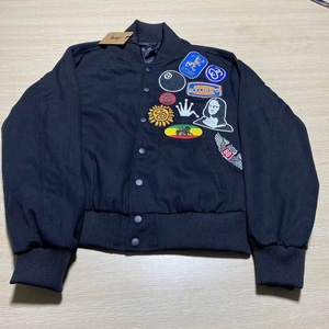 stussy 斯图西美式嘻哈黑八徽章刺绣棒球服夹克外套 男女