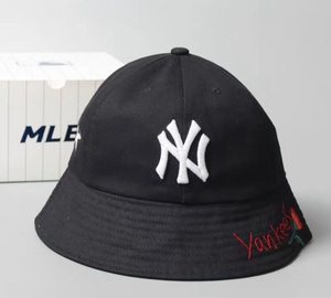 韩国mlb渔夫帽女刺绣玫瑰花图案ny帽子男洋基队