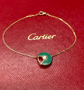 卡地亚cartier护身符手链,18k玫瑰金 绿玉髓,20年