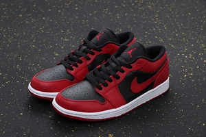 正品乔丹1 aj1低帮 耐克air jordan 1黑红反转