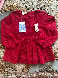 贝壳家族宝宝小兔子裙衫 韩版童装女童装儿童波点衬衫