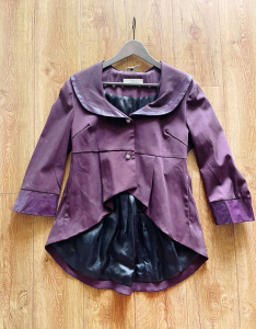 丹麦bmb by malene birger绛紫色七分袖燕尾