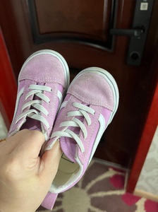 正品Vans范斯童鞋 粉紫色舒适一脚蹬小童帆布鞋