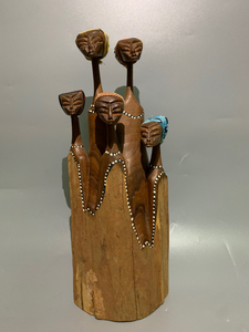 南非抽象人物木雕家族,非洲工艺品摆件