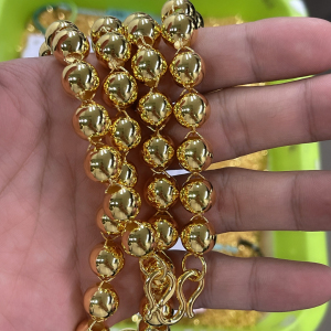 黄金999.9万足金佛珠光珠链男士项链可下单订做克重大小有顺