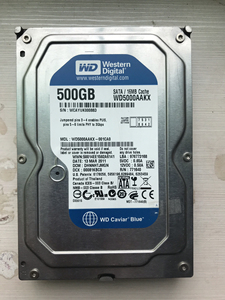 西数机械硬盘,西数500g机械硬盘,运行稳定正常,有黄色警告