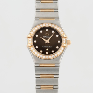 8新欧米茄女表星座18k黄金精钢镶钻石英手表女士正品1267.15.