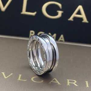 bvlgari宝格丽18k白金三环弹簧49号戒指尾戒,女戒
