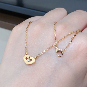 cartier/卡地亚 心形项链套链 18k金镶钻石项链 公