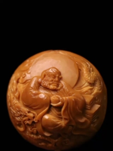 冯伟橄榄核雕,降龙伏虎单籽,现货一枚!2.6*2.6,全品无