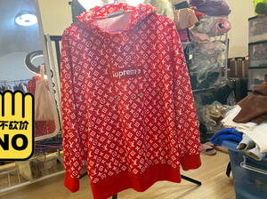 supreme联名lv卫衣薄款不加绒带帽子