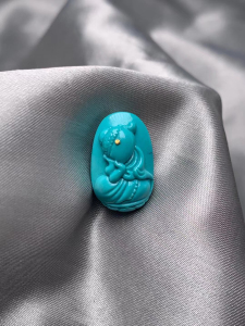 湖北十堰绿松石原矿,溢水蓝,洞子沟料,深色系列,歪头杀小无相