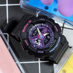 卡西欧黑粉ba-110tm-1女生经典款baby g手表