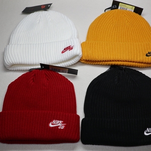 全新耐克nike sb滑板运动系列针织帽毛线帽,白色,黄色