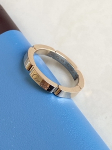 正品cartier卡地亚18k玫瑰金750竹节戒指