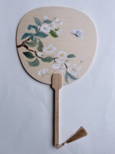 手绘梨花昙花双面团扇/古风扇子/国画扇子/汉服扇子